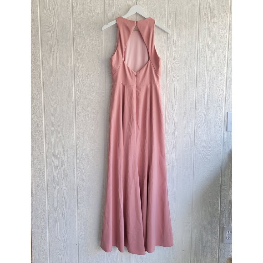 Dessy Collection Dessert Collection Diamond Cut Out Back Trumpet Gown - Picture 4 of 8